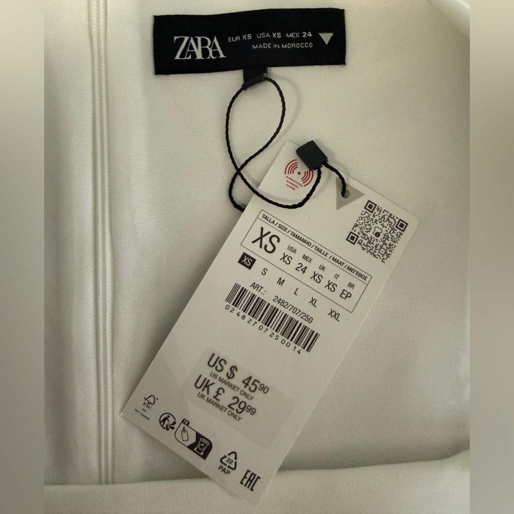 Zara White Mini Dress NWT XS - Picture 2 of 7